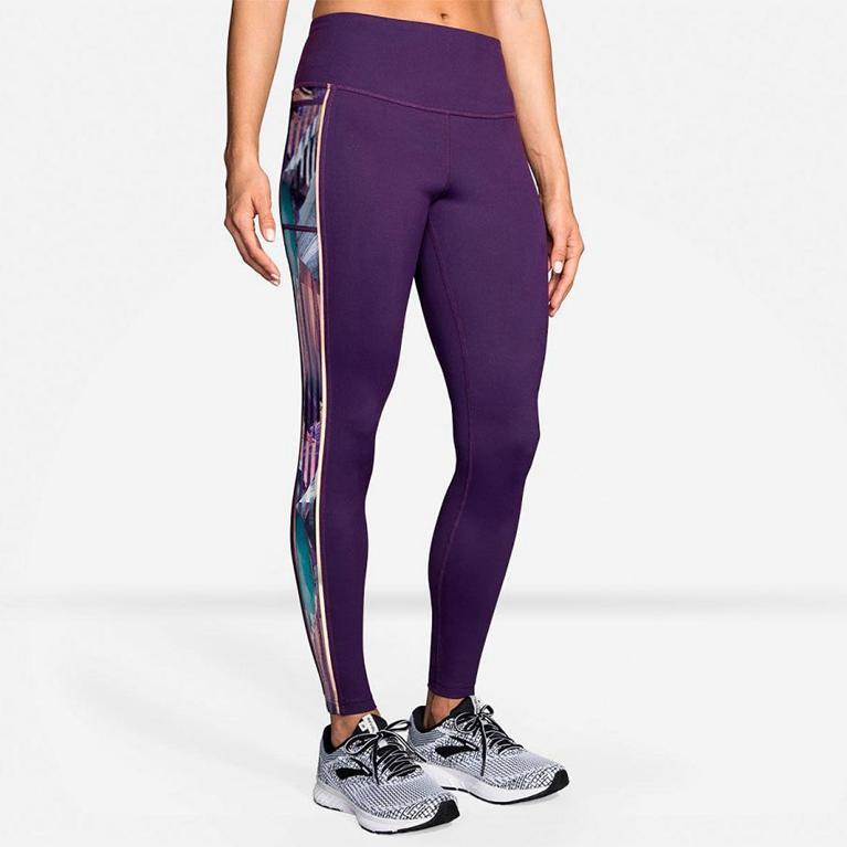 Brooks GREENLIGHT Running Leggings Womens Outlet - Purple (PTK372590)